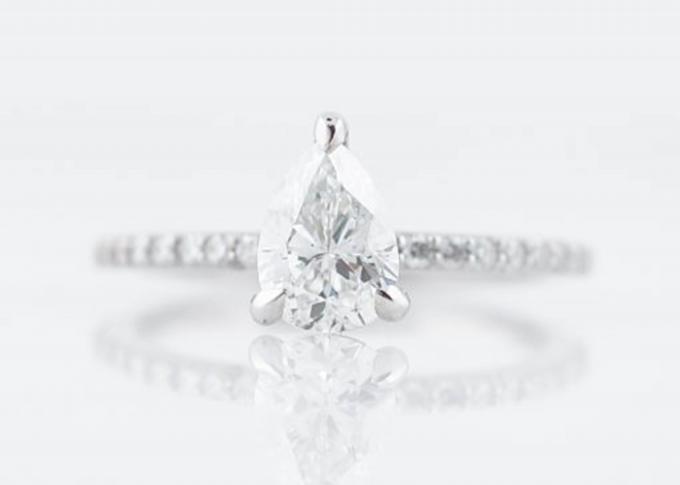 White Gold Real Diamond Jewellery Ring 1.33ct Pear Cut PS 6×8mm For Engagement 0