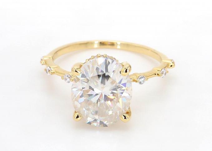 3ct Moissanite 14k Yellow Gold Diamond Ring Oval Cut for Engagement 0