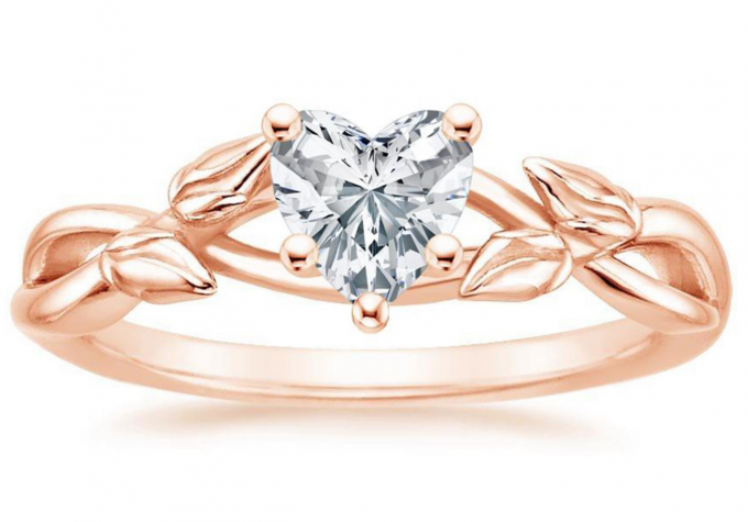 OEM Heart Shape Moissanite Ring , 5.5mm 9k Rose Gold Ring 0.6 Carat 0