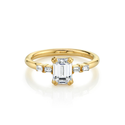 Pure Gold Wedding Natural Diamond Ring Wedding Solid 14k / 18k Gold