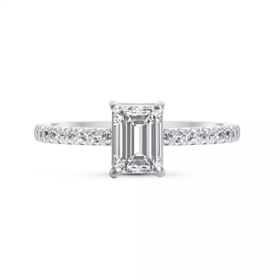 Solid Gold Diamond Engagement Ring , Lab Grown 14K / 18K Gold Diamond Ring