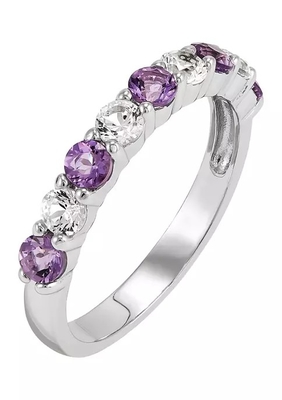 Amethyst and Created White Sapphire Ring With 925  Sterling Silver