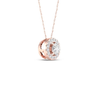 Imperial 1/6Ct TDW CZ 10k Rose Gold Round Diamond Halo Pendant Necklace