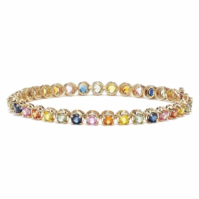 New design 925 Sterling Silver Oval Multi Color Cubic Zirconia CZ Fashion Tennis Bracelet for Women