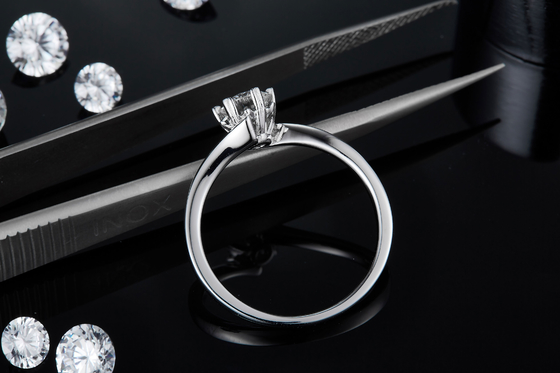 Lady 9k Round 7.5mm Moissanite Silver Ring Open Fashion Grandeur Jewelry