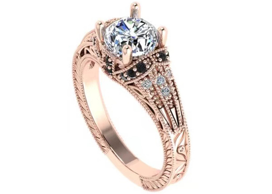 Round Brilliant Cut 18K Rose Gold Ring Illusion Setting Type GIA certificate ODM