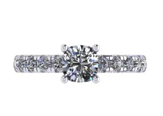 6x6mm 14k Solid Gold Jewellery , 24pcs 1.44ct Natural Diamond Engagement Ring