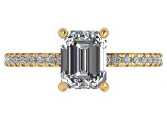 Emerald Cut 18K Rose Gold Ring Wiith 7.58×5.83mm Dimension Natural Diamond OEM
