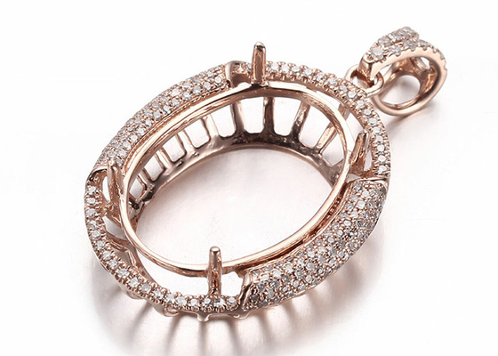 Oval Shape Semi Mount Jewelry Pendant 10×14mm 2.7g Weight Prong Setting Type