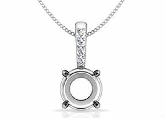 2.3g Semi Mount Pendant Settings , 18k White Gold Diamond Pendant 4pcs 0.1ct