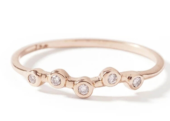 Tiny 0.10ct 14K Yellow Gold Jewelry Diamond Ring for Wedding 1.5mm-2.5mm Band Size