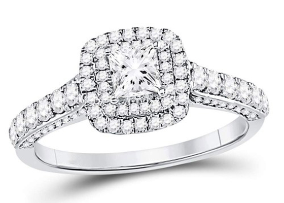 3.65g 14K Solid Gold Jewellery , 0.8ct Square Women'S White Gold Diamond Rings