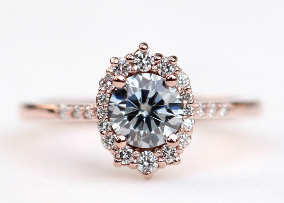1.2ct 1pcs Moissanite Engagement Rings For Women 14K Rose Gold Material