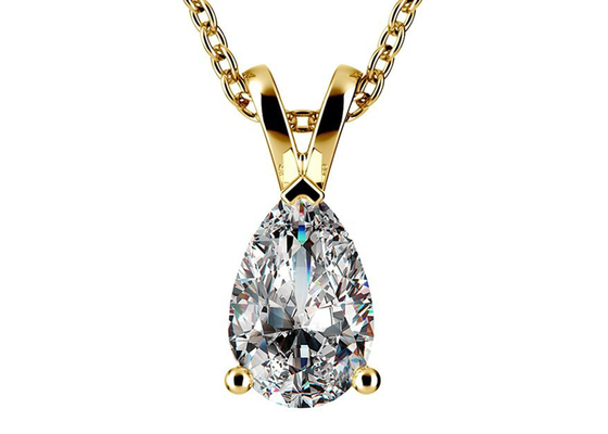 Pear Cut 0.84ct 14k Gold Necklaces With 8×5mm Vintage Pendant