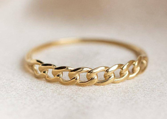 Stacking 9K Gold Ring 2.0MM Dimension Prong Hand Setting Type OEM