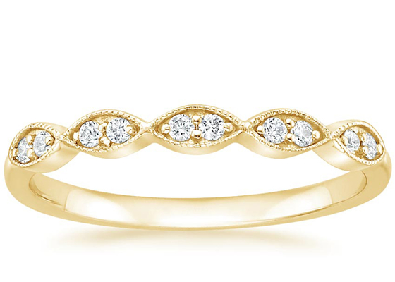 Marquise Shape 14K Yellow Gold Jewelry Ring 1mm-2mm Size Bar Setting Type