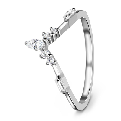 9K / 10K / 14K / 18K Natural Emerald Cut Diamond Engagement Ring White Gold