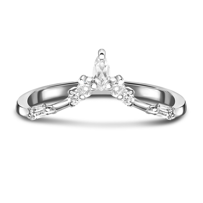 9K / 10K / 14K / 18K Natural Emerald Cut Diamond Engagement Ring White Gold