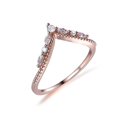 14K Rose Gold Jewelry Ladies Engagement Ring Pear Round Diamond