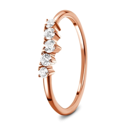 Real Cut Diamond Wedding Rings Brilliant 14K Rose Gold Jewelry