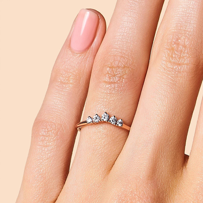Real Cut Diamond Wedding Rings Brilliant 14K Rose Gold Jewelry