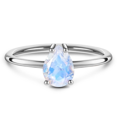 Pear Cut Dainty Moonstone Ring , 14K Rose Gold Simple Moonstone Ring