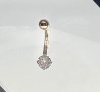 Solid 14k Gold Belly Button Ring With Real Diamond 16g Body Jewelry