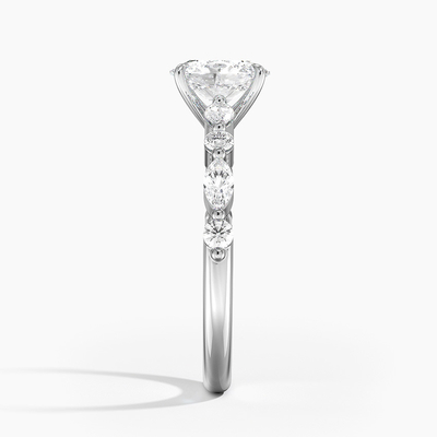 14K / 18K White Solid Gold Real VVS Diamond Moissanite Ring Round Brilliant Cut