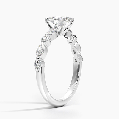 14K / 18K White Solid Gold Real VVS Diamond Moissanite Ring Round Brilliant Cut