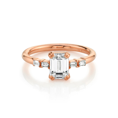 Pure Gold Wedding Natural Diamond Ring Wedding Solid 14k / 18k Gold