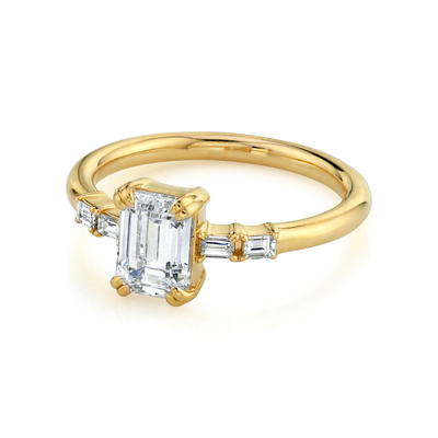 Pure Gold Wedding Natural Diamond Ring Wedding Solid 14k / 18k Gold