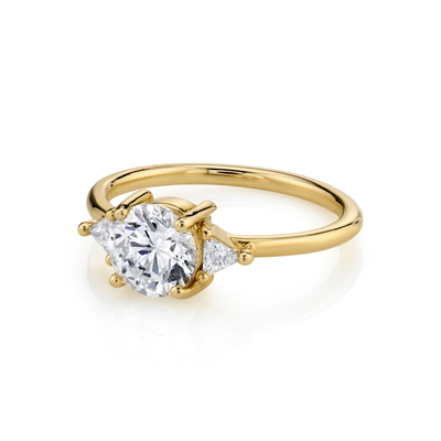 RD 4mm Round Natural Diamond Ring , Claw Setting 18k Gold Wedding Band