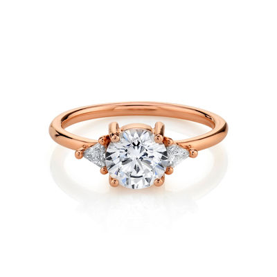 RD 4mm Round Natural Diamond Ring , Claw Setting 18k Gold Wedding Band