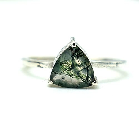 Genuine Moss Agate Gemstone Ring, Green Moss Agate Ring, Beautiful Ring, Moss Agate Ring