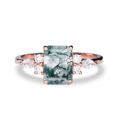 925 Sterling Silver Marquise Shape Jade Aventurine Open Leaf Rings Olive Leaf Rings Handmade Jewelry Unique Gifts for Wo