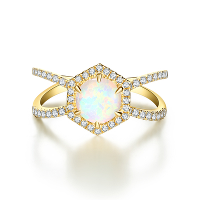 Rose Gold Plated 925 Sterling Silver Rainbow Faceted Moonstone Jewelry Pear Cut Halo Moonstone &amp; CZ Engagement Ring