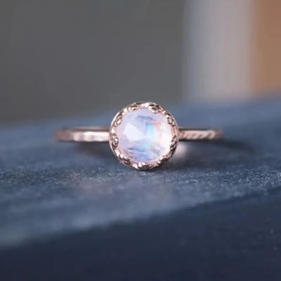 Unique Solid 925 Sterling Silver 18K Gold Plated Ring Large Moonstone Ring Fine Design Factory Jewelry
