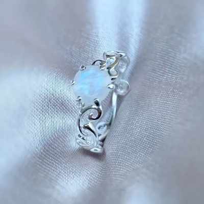 925 Sterling Silver Vine Manufacturer Round Cut Rainbow Moonstone Engagement Ring Wholesale Women Jewelry Rings