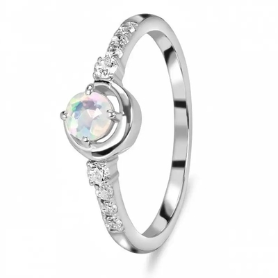 925 Silver unique genuine dainty sterling silver moonstone and diamond promise engagement ring