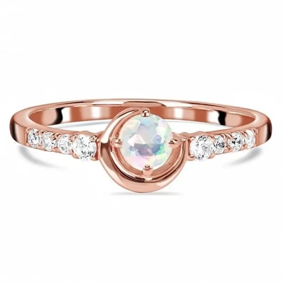 925 Silver unique genuine dainty sterling silver moonstone and diamond promise engagement ring