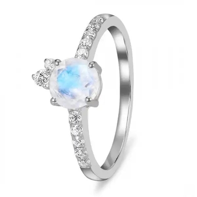 Oval Rainbow Moonstone Ring Cabochon Cut Moonstone Engagement Women Jewelry