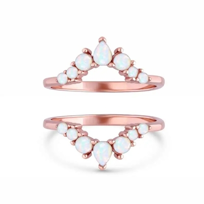 925 Silver Antique Elegant Genuine Opal Promise Engagement Wedding Anniversary Precious Rings
