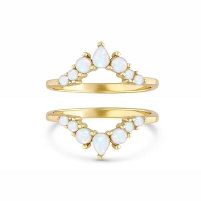 925 Silver Antique Elegant Genuine Opal Promise Engagement Wedding Anniversary Precious Rings
