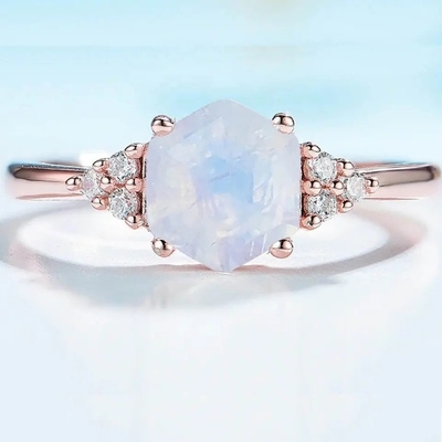 Pear Moonstone engagement Ring 18k gold Silver Ring Natural Gemstone Jewelry