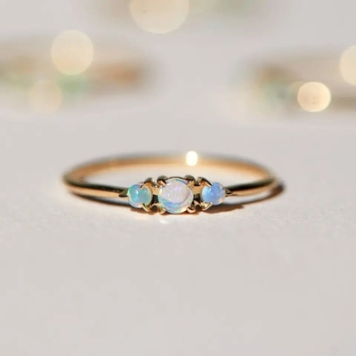 Trendy Ring for Women 925 Sterling Silver Moonstone Ring Rose Gold Plated Princess Cut Dainty Engagement Ring
