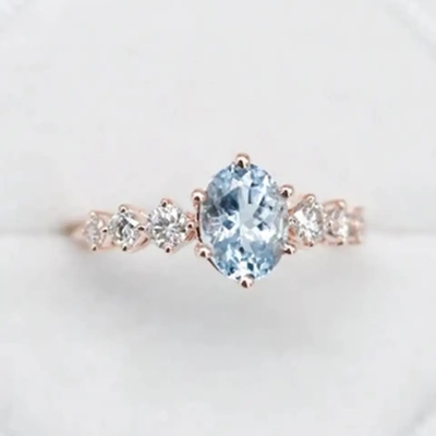White Gold Oval Moonstone Art Deco Unique Engagement Ring Set 925 Sterling Silver