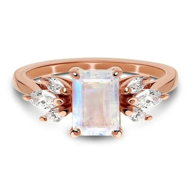 925 Sterling Silver Fashion Design Exquisite Dainty Moonstone Ring