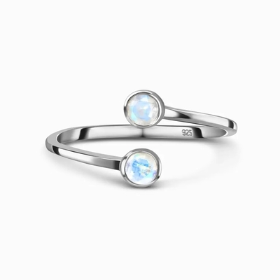 Rose Gold Vermeil Sunstone Moonstone Engagement Ring Brilliant Cut Adjustable