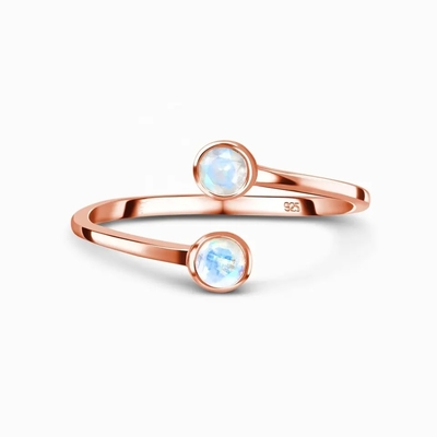 White Gold Oval Moonstone Art Deco Unique Engagement Ring Set 925 Sterling Silver