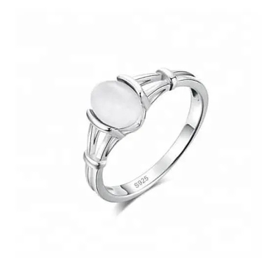 Beautiful 925 Solid Sterling Silver Ring , Oval Cut Moonstone Gemstone Ring For Girls